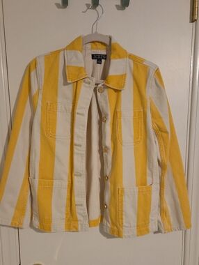 J.Crew Women's Yellow & Cream Striped Cotton Jacket